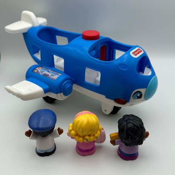 Fisher Price Little People Blue Airplane Toy Set with 3 Figures Kids Travel Play - Picture 4 of 6